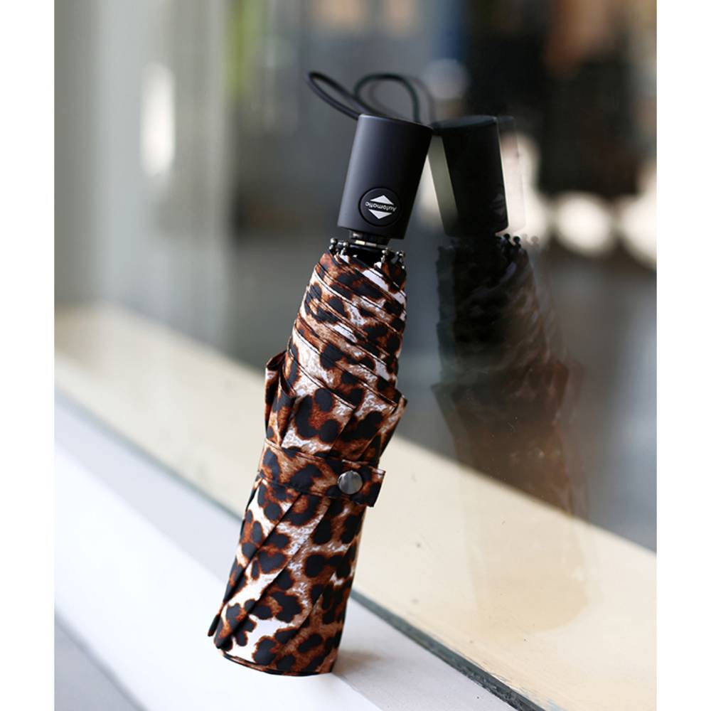 折りたたみ傘 ヒョウ柄 女性 防風 女の子 豹 おしゃれ ギャル 雨具 雨の日 レイングッズ - 画像2