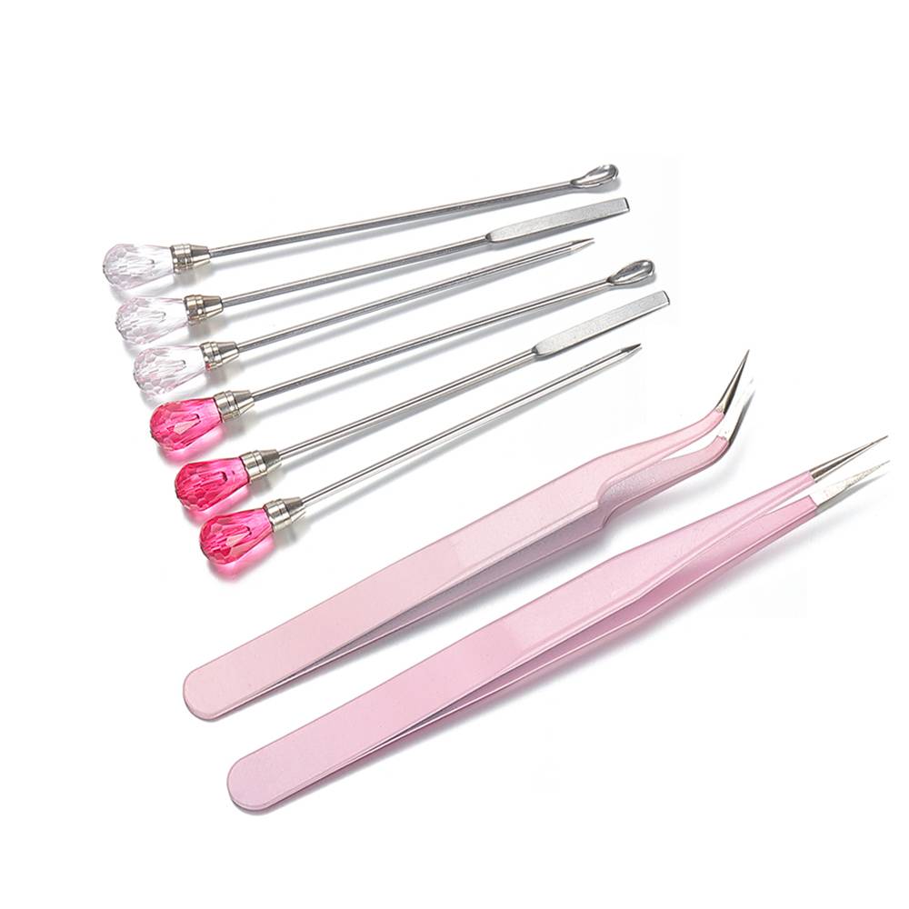 アクセサリー 樹脂製 ピンセット 工芸 ピック シリコーン用 粘土 UV Straight tweezers Straight_tweezers