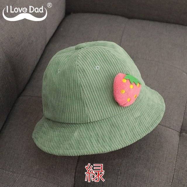 帽子 ハット 子供 キッズ 赤ちゃん 幼児 バケットハット バケハ フルーツ かわいい コーデュロイ 緑｜緑 - 画像2
