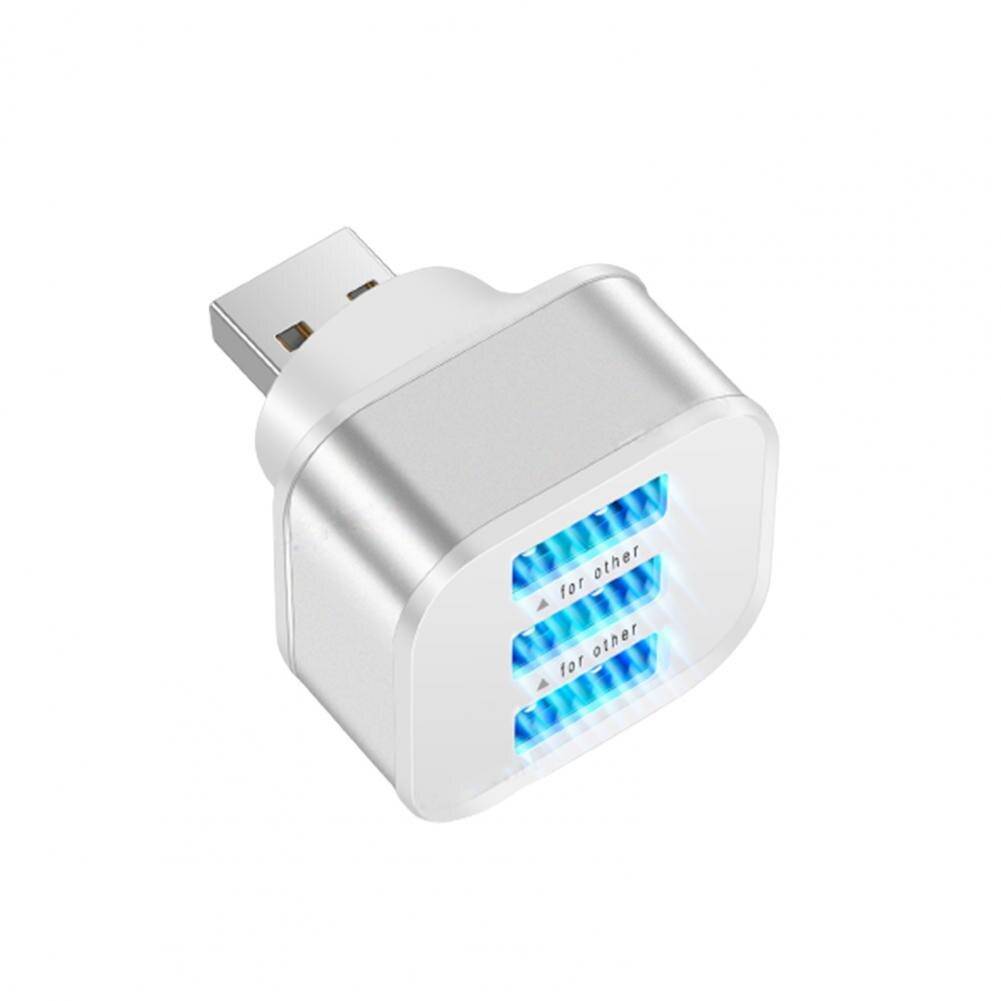 3-port USB hub for smartphones and computers, charging adapter, compact, multi-USB, silver｜Silver - 画像2