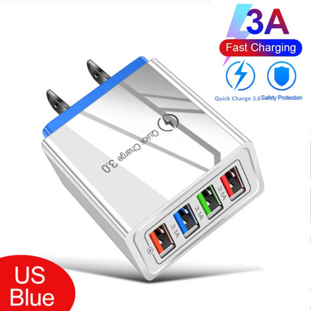 4ポートUSB充電器　QuickCharge 3.0 For iPhone 12 P  ブルーUS｜ブルーUS - 画像2