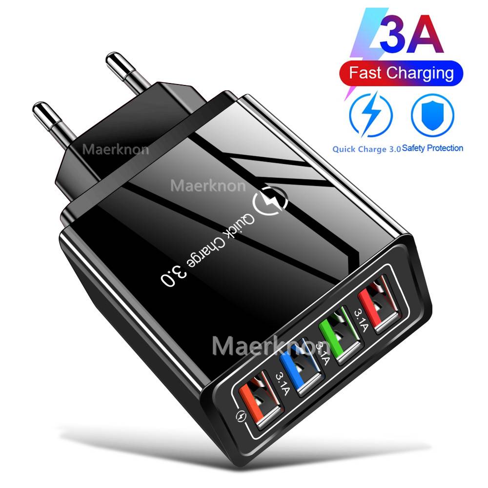 4ポートUSB充電器　QuickCharge 3.0 For iPhone 12 P  ブルーUS