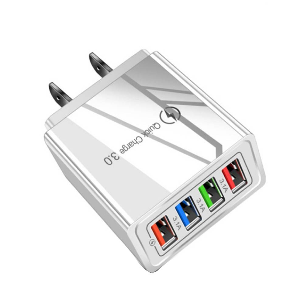 急速充電器 USBアダプター 4ポート 3.1A QC3.0対応 スマホ 充電  ホワイトUS