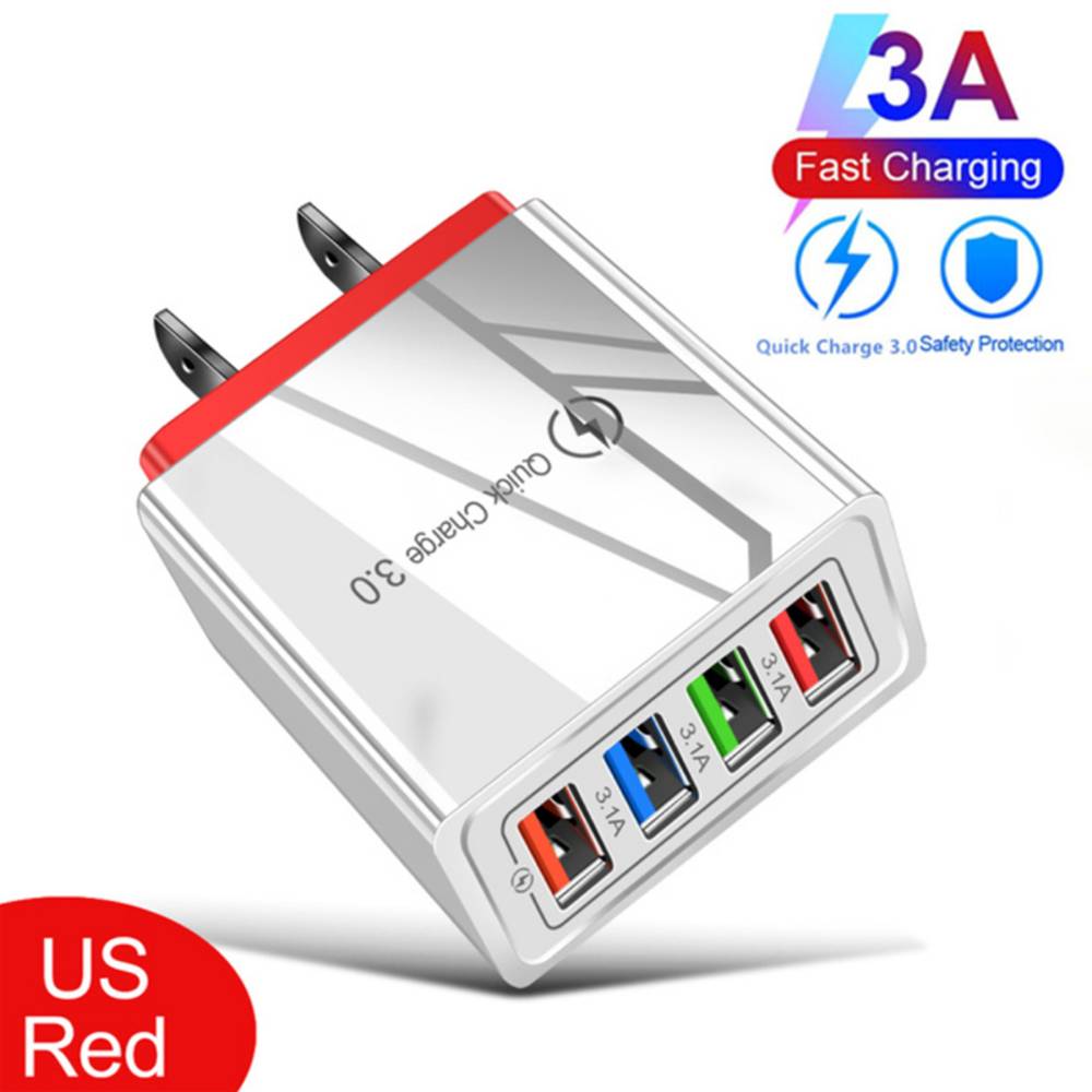 4ポートUSB充電器　QuickCharge 3.0 For iPhone 12 P  レッドUS｜レッドUS - 画像2