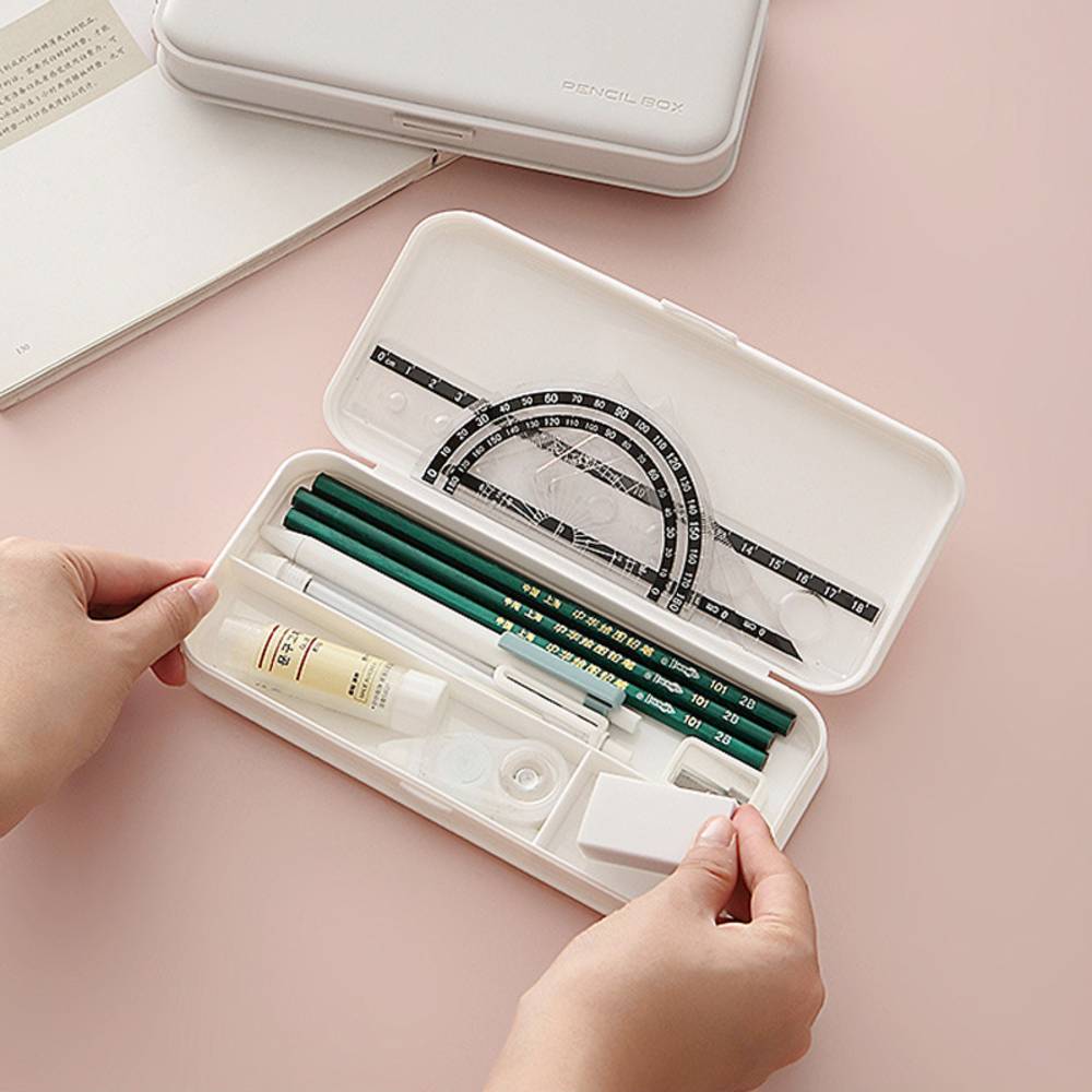 筆箱 多機能 ペン ケース シンプル 大容量 ペンバッグ ペンシル  スクールキット用   白｜白 - 画像2