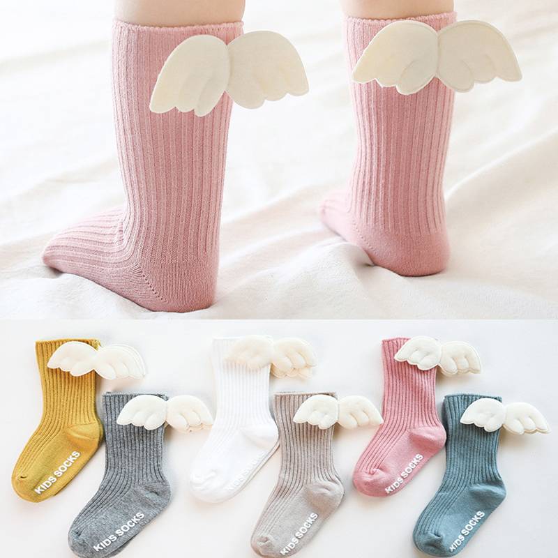 ベビーソックス 天使の羽 付き 出産祝い 赤ちゃん用 可愛いリブ靴下 滑り止め付き ベビー 天使
