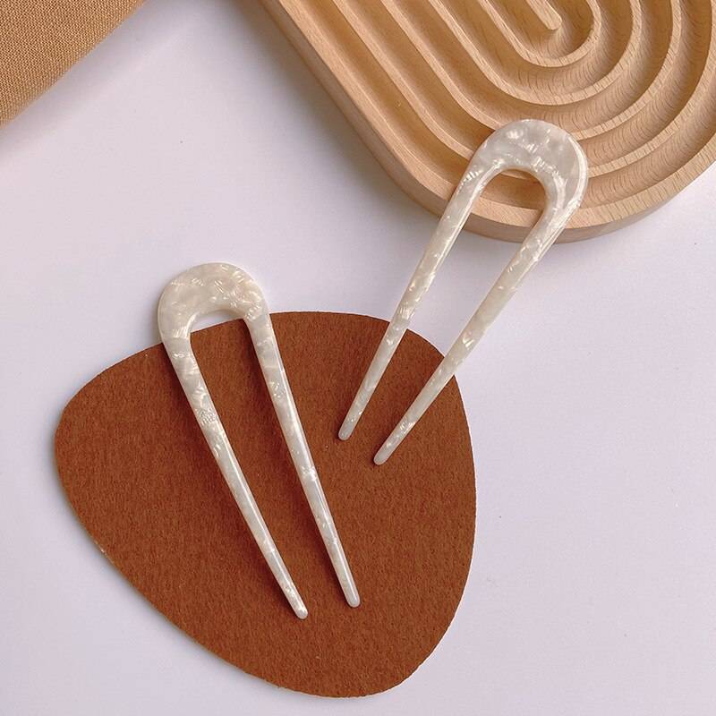 Hairpin, hair clip, U-shaped hair stick, hair accessory, hair ornament, hair tie, kimono, traditional Japanese clothing, Japanese style, 2 pieces, off-white｜Off-white - 画像2
