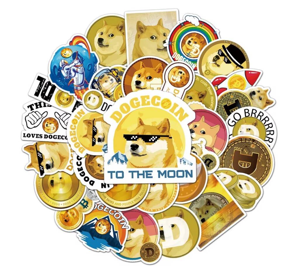 ドージコイン Dogecoin DOGE ステッカー シール 仮想通貨 犬 柴犬 50枚入り
