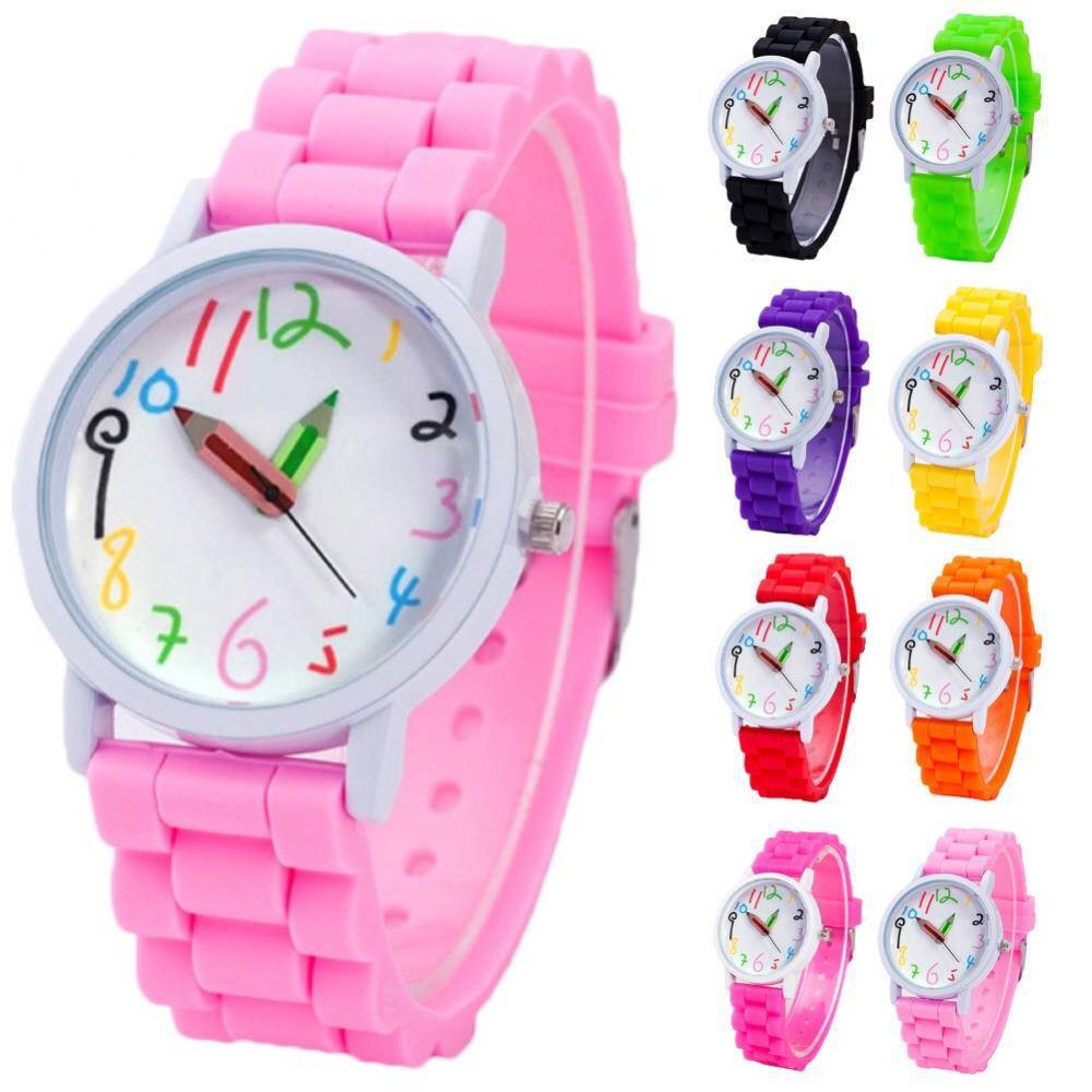 子供用腕時計 インテリジェント ファッション キッズウォッチ クォーツ ボーイズ ガール  シリコン ピンク｜ピンク - 画像2