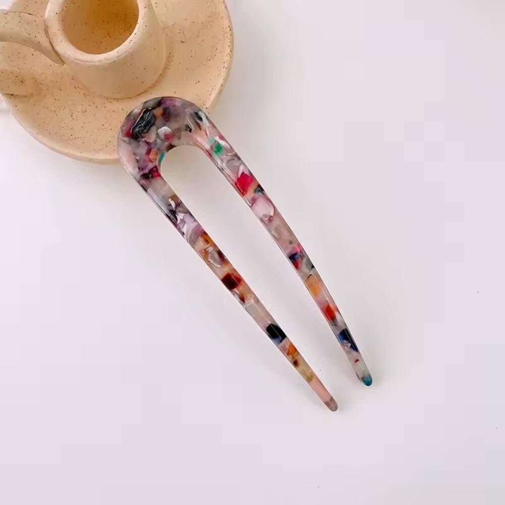 ヘアアクセサリー 和装 マーブル 髪飾り 二個セット まとめ髪 Uピン 髪留め かんざし U字コーム M-13｜M-13