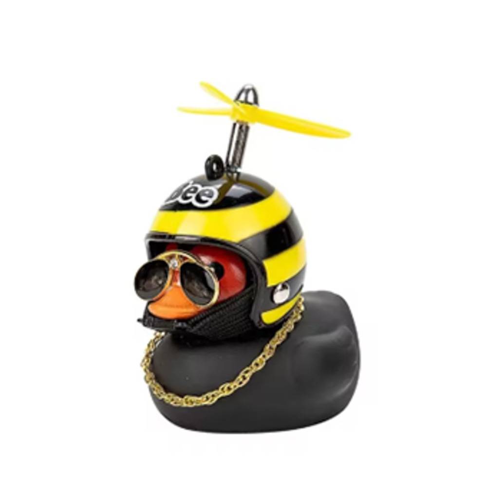 バイク 自転車 かわいい アヒル 黒い プロペラ付き ちょいワル 車 音が鳴る ネックレス ヘルメット 簡単設置 アヒル - 画像1