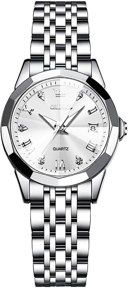 Olevs レディース 腕時計 ステンレス クォーツ 高硬度ガラス 夜光付き 上品 ウォッチ オフィス