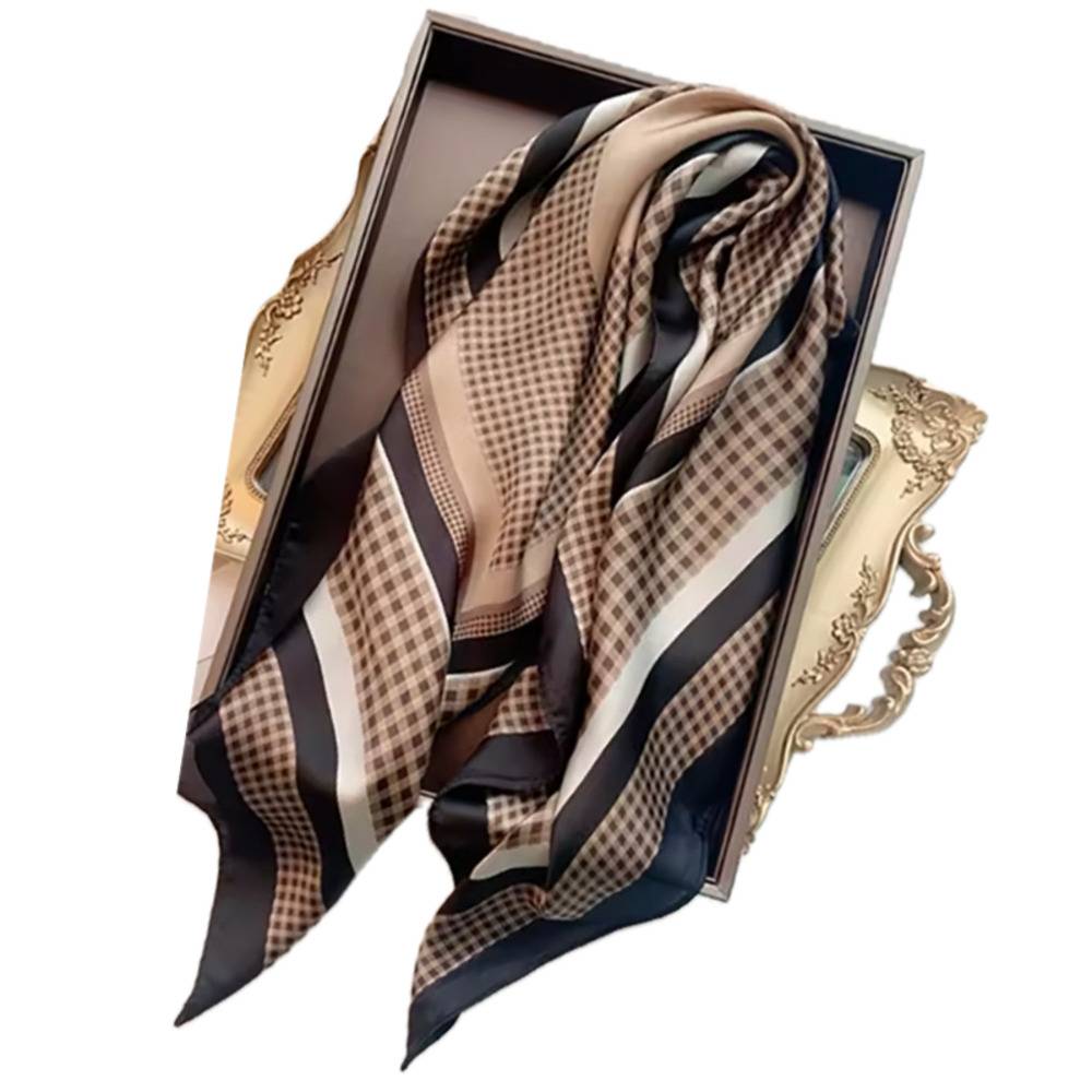 ブランド レディース ギフト 正方形 スカーフ バンダナ シルク風 ネッカチーフ   024-322