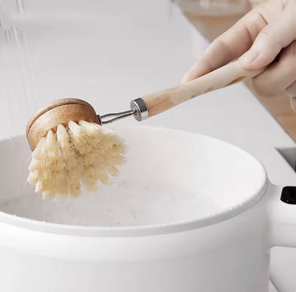 竹 キッチン 食器 洗濯ブラシ 掃除 クリーニング ブラシ ナチュラル 天然 スクラバー ブラウン