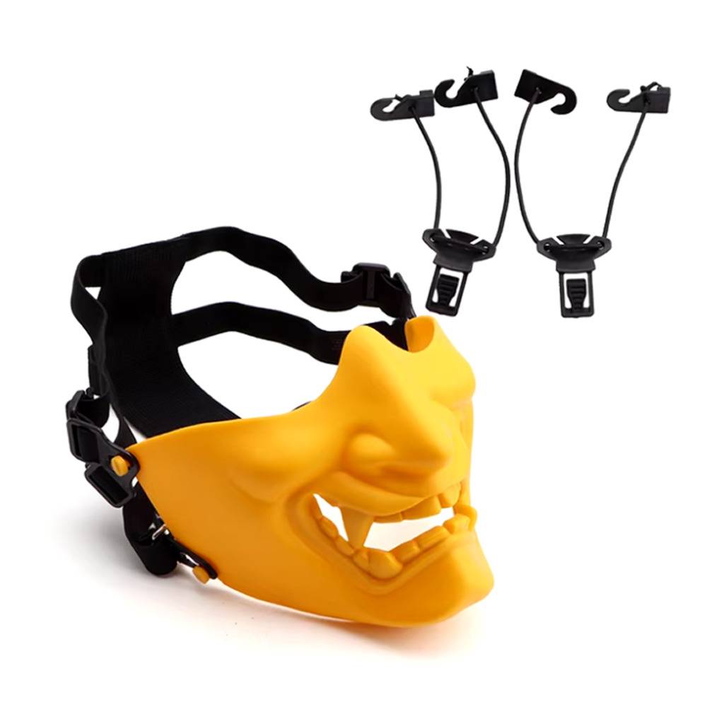バイク お面 ハロウィン マスク ライダー コスプレ 文化祭 仮面 サムライ 武士 般若 鎧兜  黄色