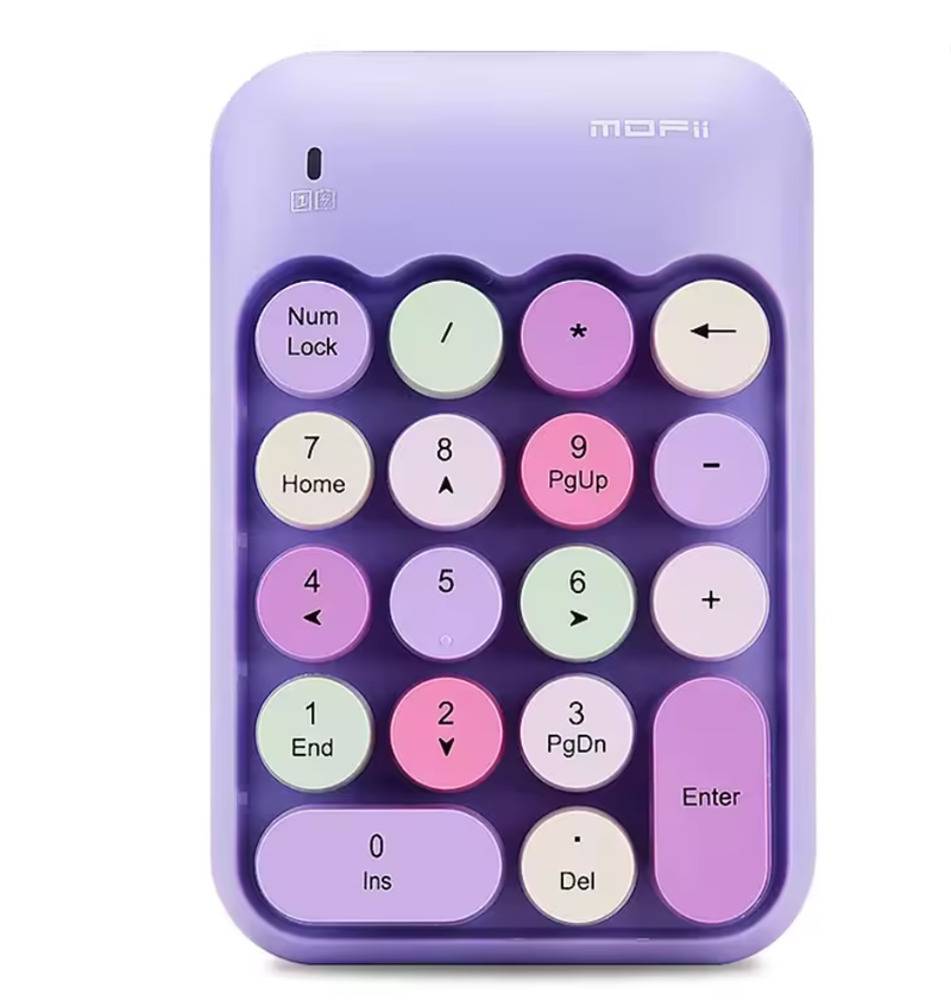 ワイヤレス テンキー 18キー ミニナンバー キーボード 多機能 オートスリープ   紫｜紫