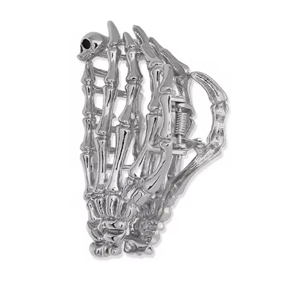 スカル ヘアクリップ 骸骨 ドクロ 地雷系 ロック パンク ヘアアクセサリー ヘアピン ヘアアレンジ シルバー