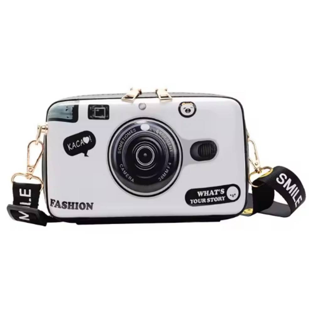 バッグ ショルダー 斜めがけ レディース 女性用 カメラ ストラップ スマイリー 白