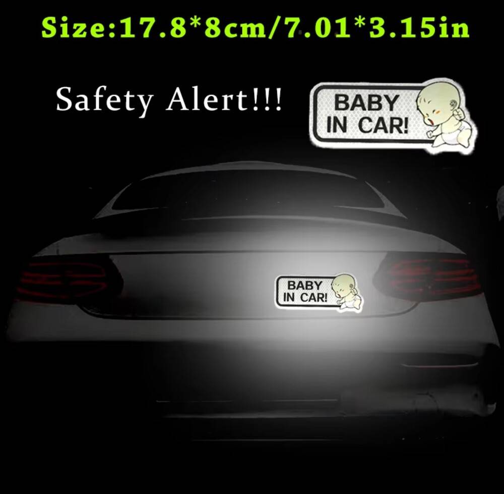 ベビーインカー カーステッカー BabyInCar 車 反射 安全  Baby in car ステッカー 白
