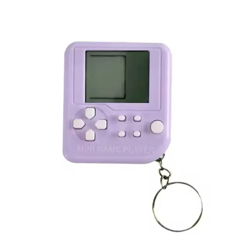 ミニゲーム キーホルダー パズル レトロ ノスタルジー 子供 大人 キッズ ブロック ドット絵 purple