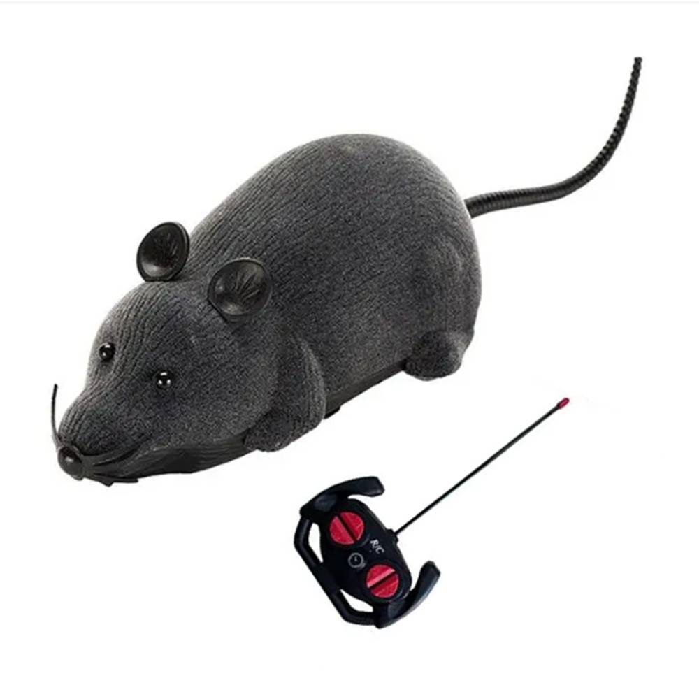 猫のおもちゃ ワイヤレス ラジコンマウス リモコン操作 ねずみ 猫 ペット  グレー耳黒