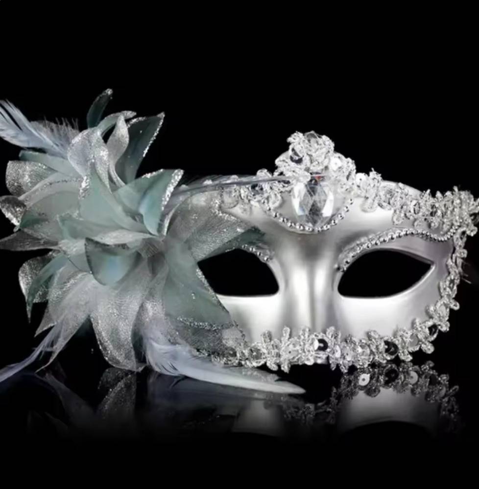 ベネチアンマスク ハロウィン 仮装 パーティー 仮面 舞台 小道具 女王様 スティックなし シルバー