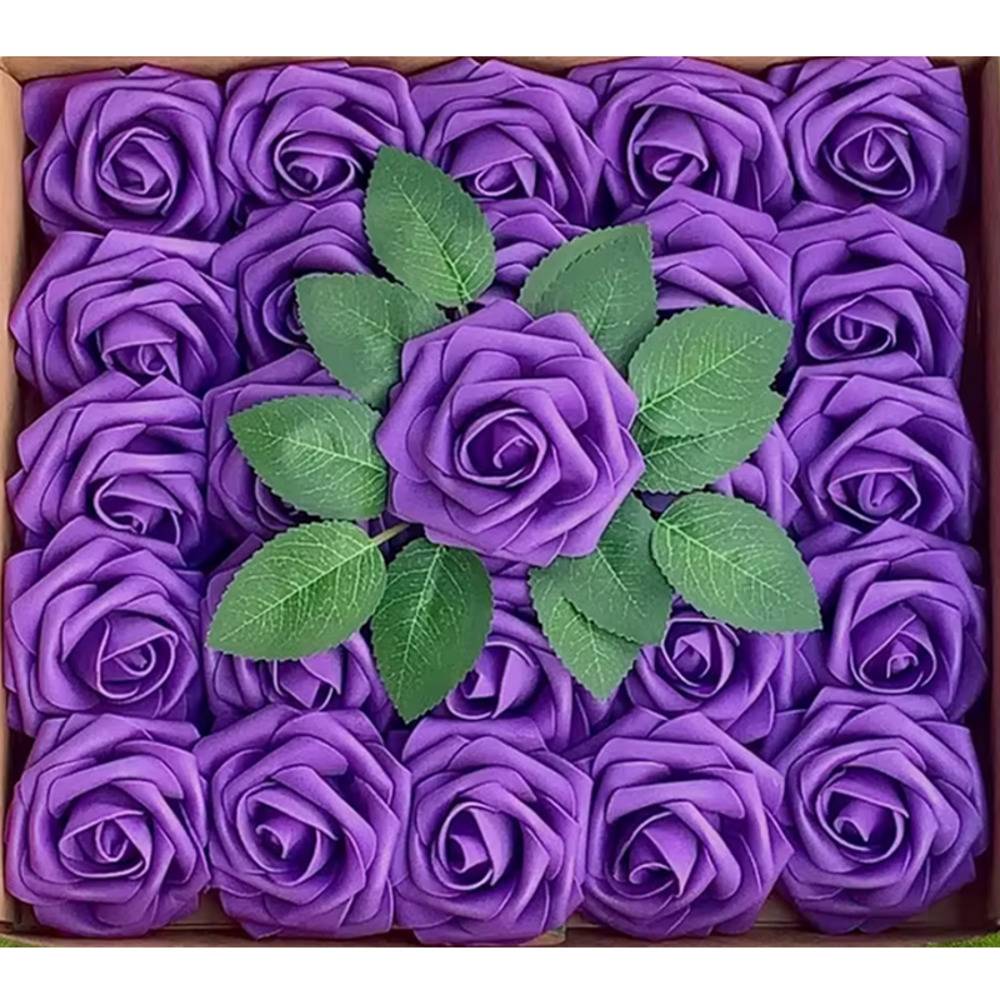 薔薇 造花 25本 パープルローズ センターピース 花 母の日 バラ ホームデコレーション プレゼント ギ