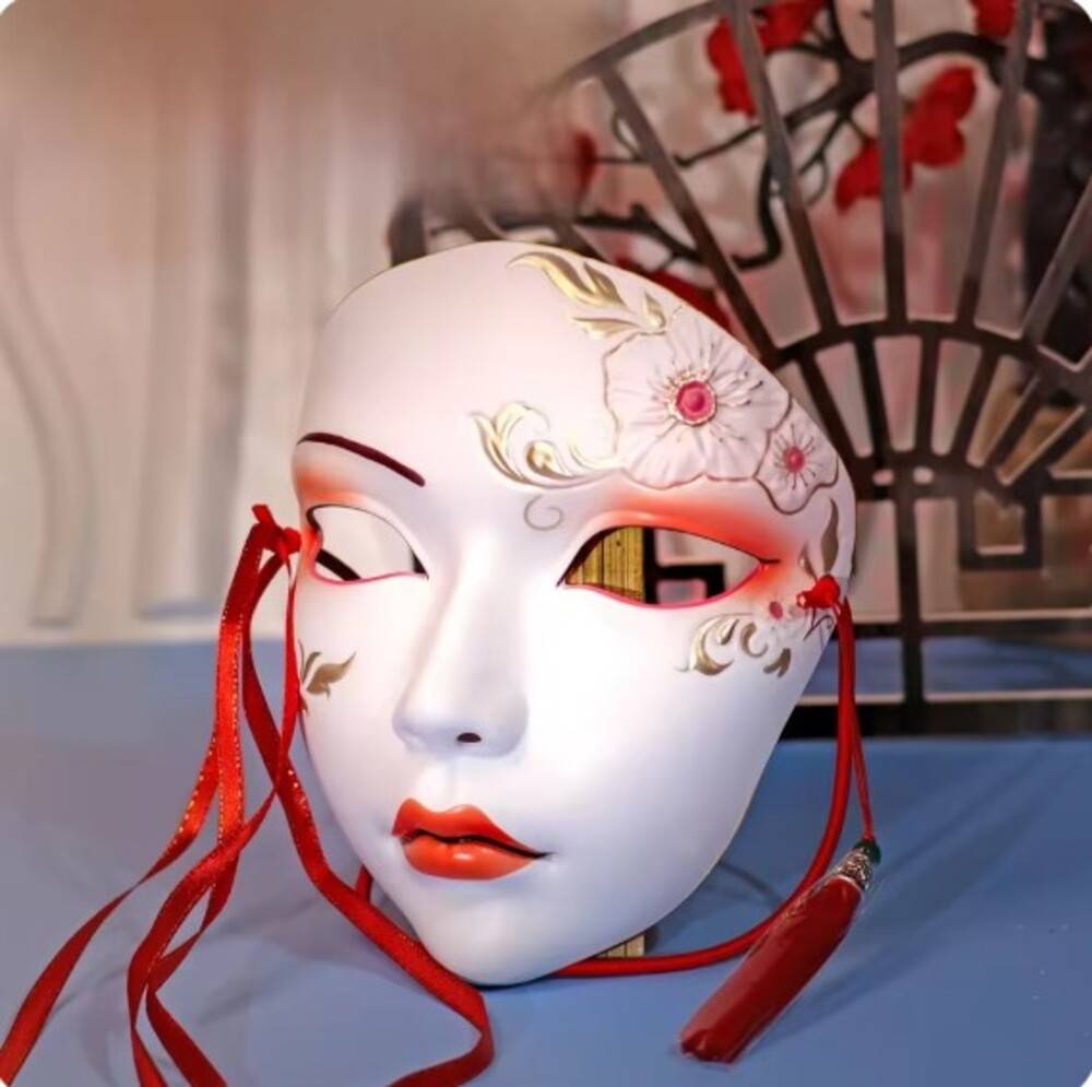 仮面 中華 装飾 アクセサリー アンティーク コスプレ イベント フェイスマスク パーティー   花柄