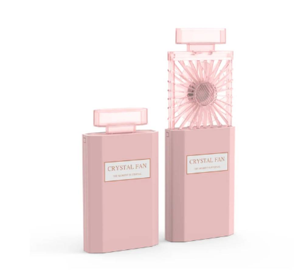 ポータブルファン 充電式 クリスタル 便利 ポケットサイズ 静音 小型電 エアクーラー   ピンク