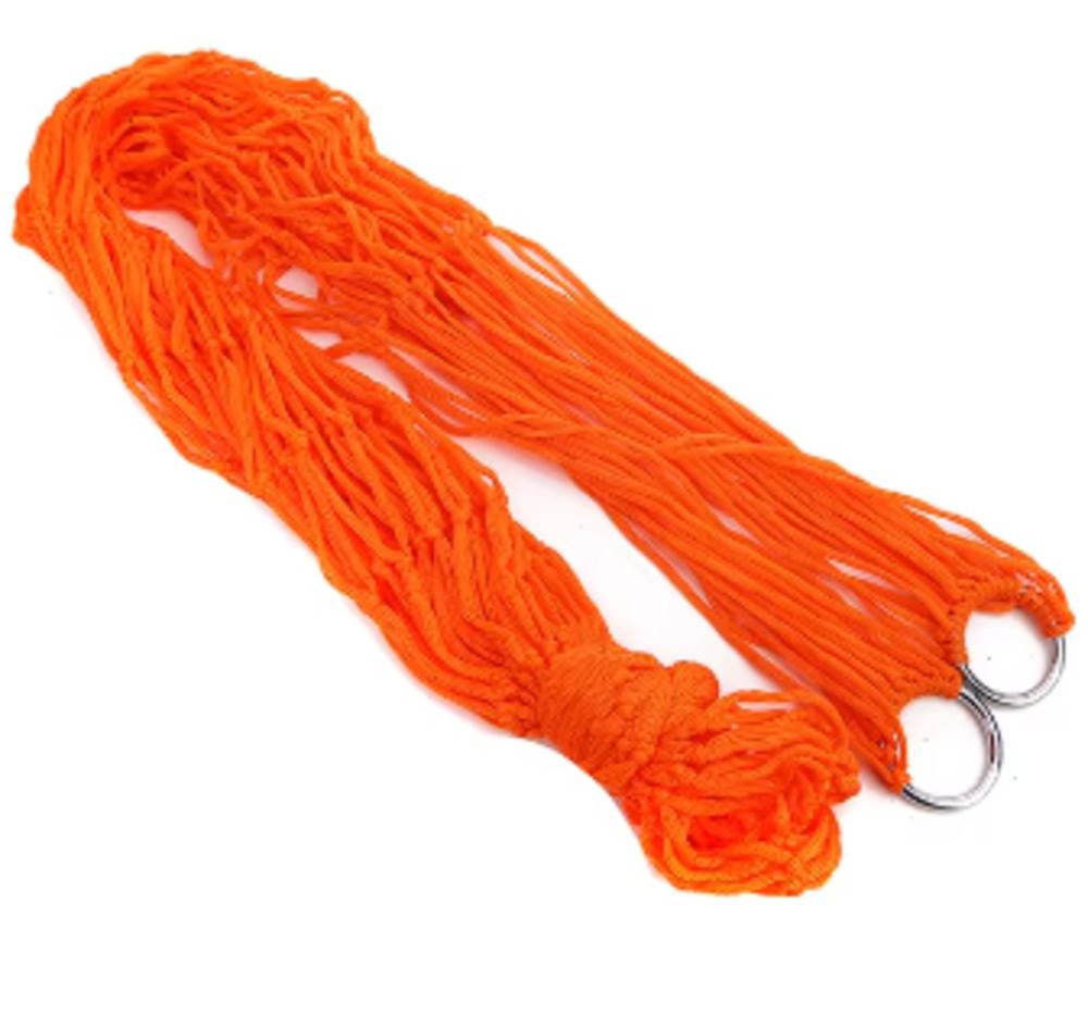 ハンモック ポータブル アウトドア スポーツ メッシュ キャンプ 庭 ビーチ 旅行  オレンジ