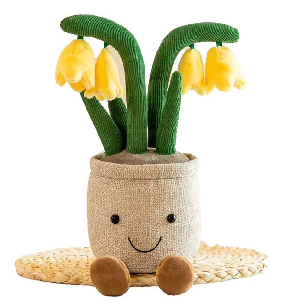 可愛い 柔らかい 多肉植物 ぬいぐるみ 35cm 装飾 チューリップ 花 花柄 人形 枕 癒し  yellow