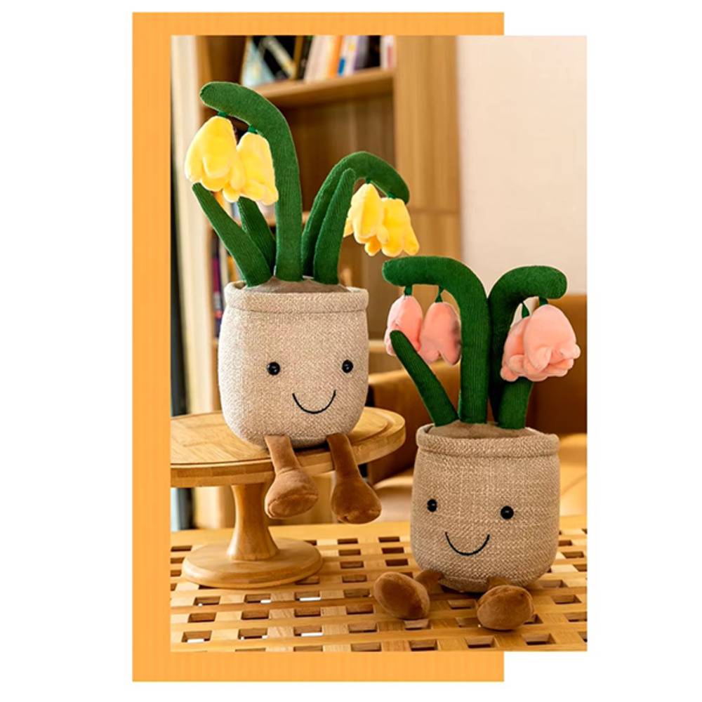 可愛い 柔らかい 多肉植物 ぬいぐるみ 35cm 装飾 チューリップ 花 花柄 人形 枕 癒し  yellow