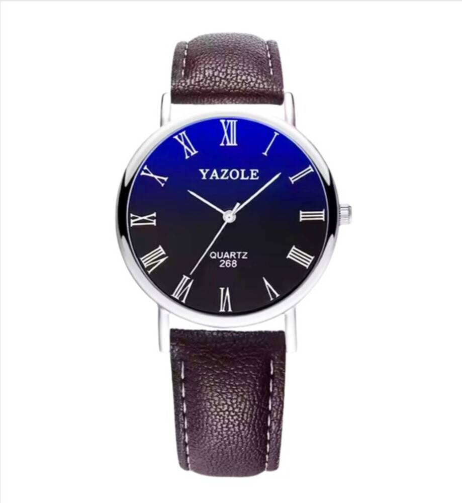 メンズ メンズファッション カジュアル ビジネス 父の日 腕時計 レザーストラップ クォー  青×茶