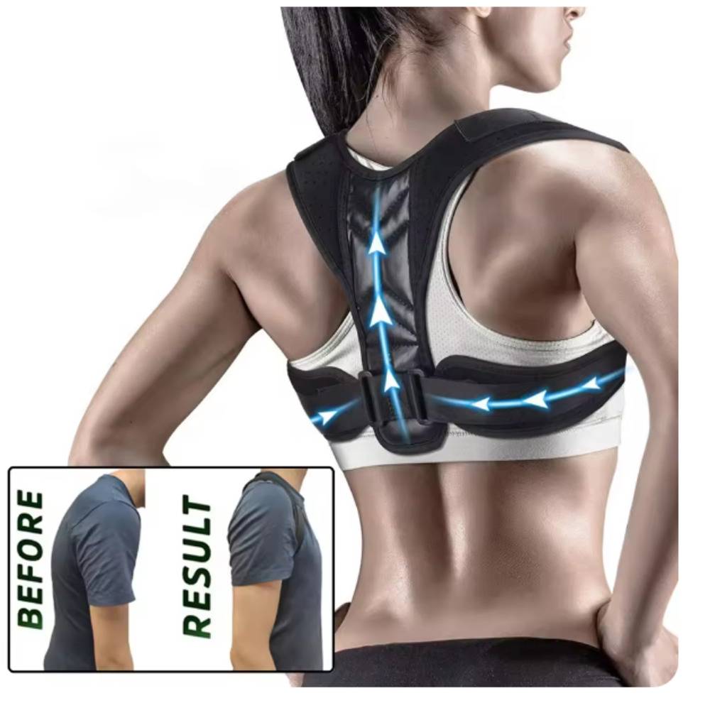 背中 姿勢 矯正 ベルト 猫背 肩 背筋 まっすぐ Mサイズ 美容 健康 ブラック 巻き肩改善