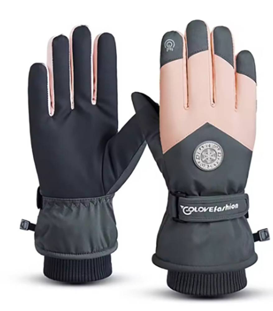 バイク レディース スマホ対応 防水 作業用 通勤 自転車 防寒 保温 厚手 手袋 グローブ 防風  ピンク