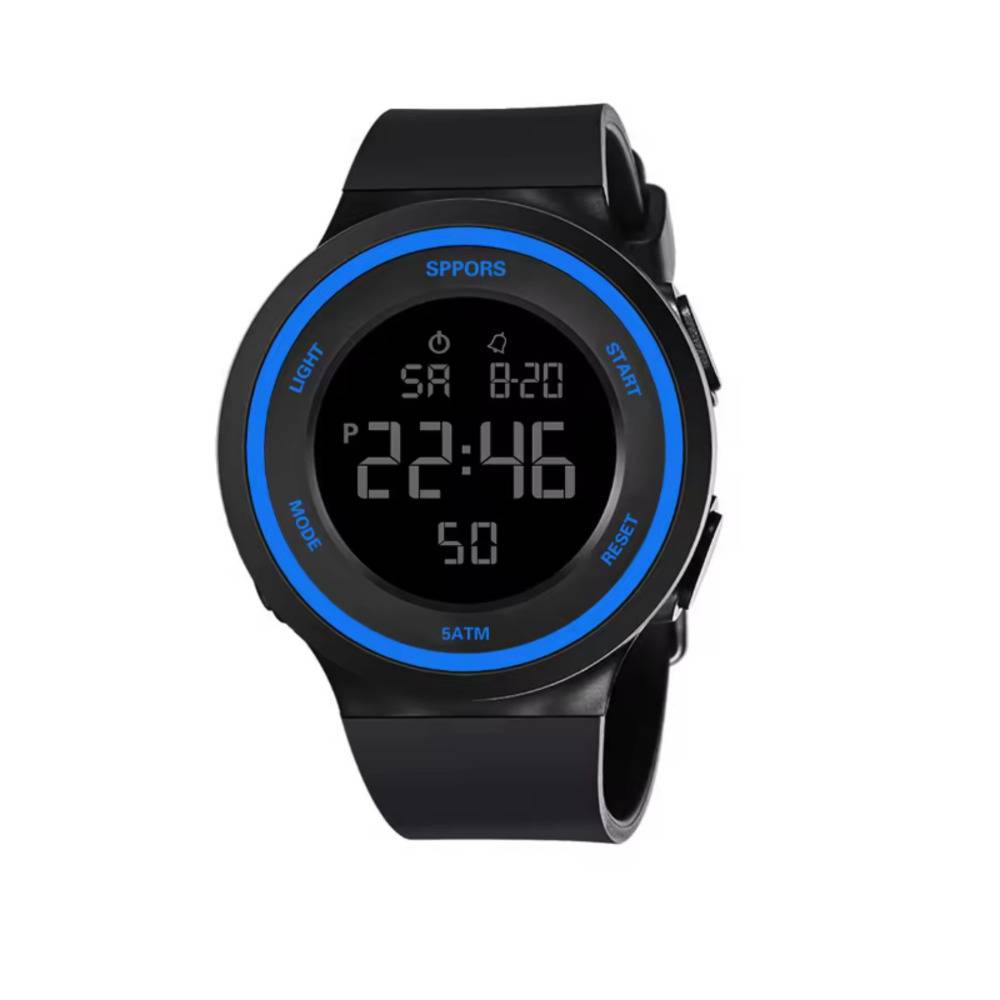 メンズ 腕時計 スポーツ カジュアル 男性 5気圧防水 シンプル おしゃれ アラーム ライト 青