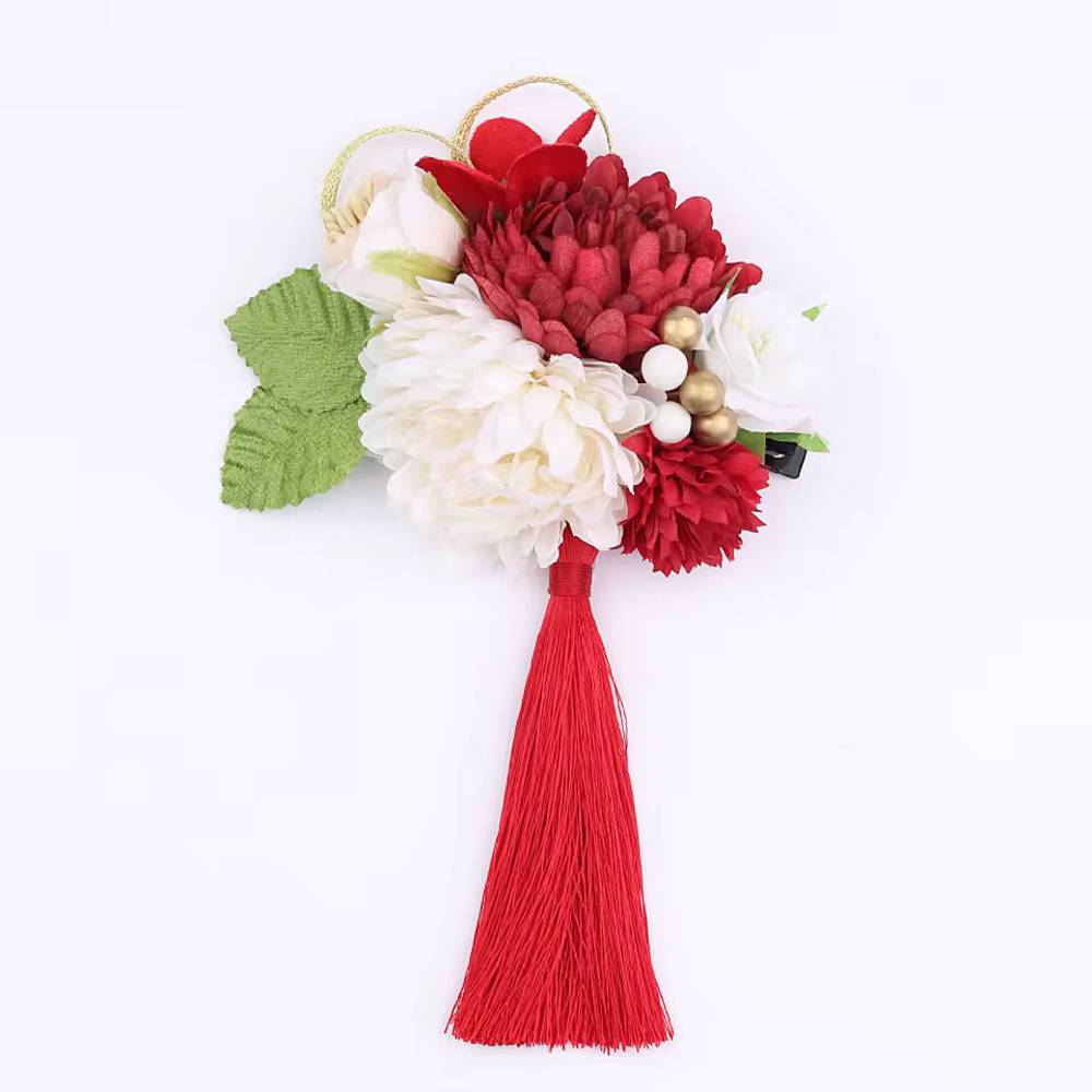 髪飾り 牡丹かんざし タッセル付き ヘアアクセサリー 和装  成人式 卒業式 結婚式 記念写真