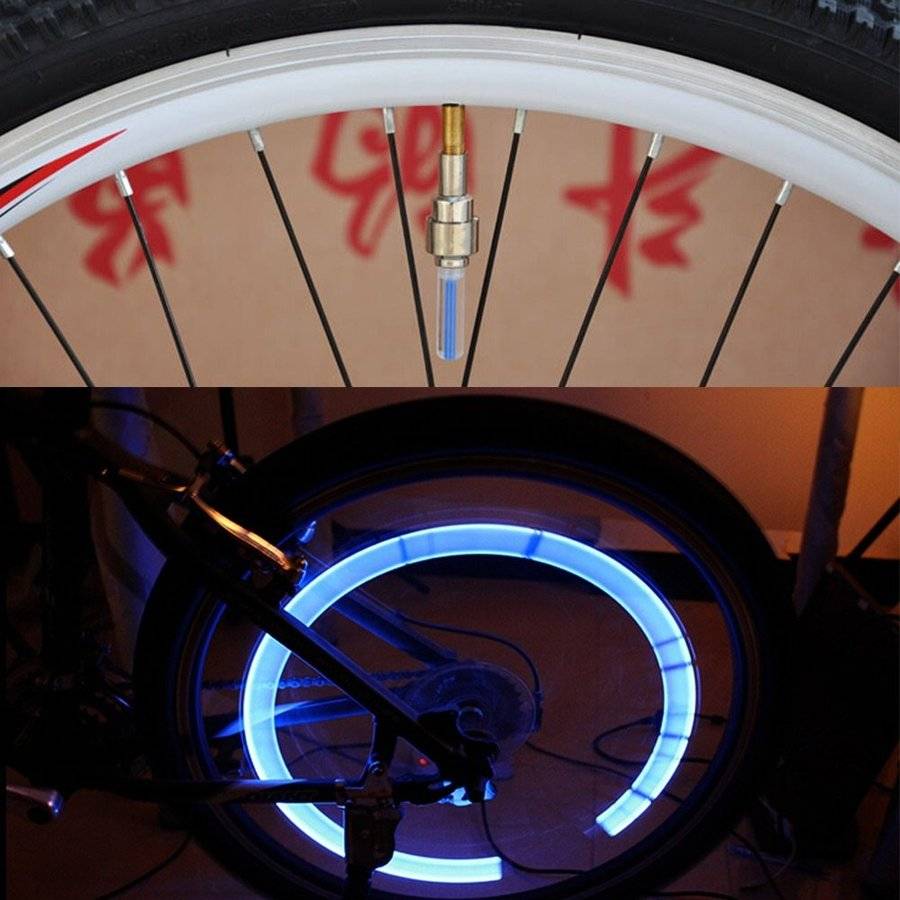 Bicycle tire valve LED light, no battery, bike light, mountain bike, road bike, LED, blue｜Blue - 画像2