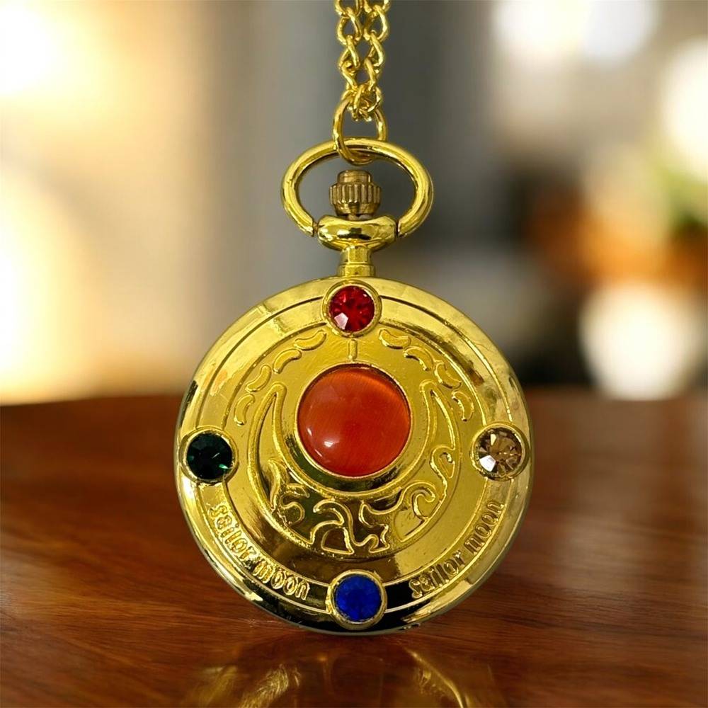 セーラームーン コスプレ グッズ 懐中時計 チェーンネックレス ペンダント 美少女戦士 Sailor  ゴールド