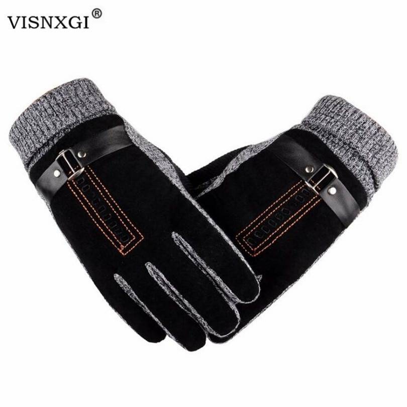 メンズ スウェード リブ編み 革手袋 グローブ タッチスクリーン対  G033コーヒー-XXL