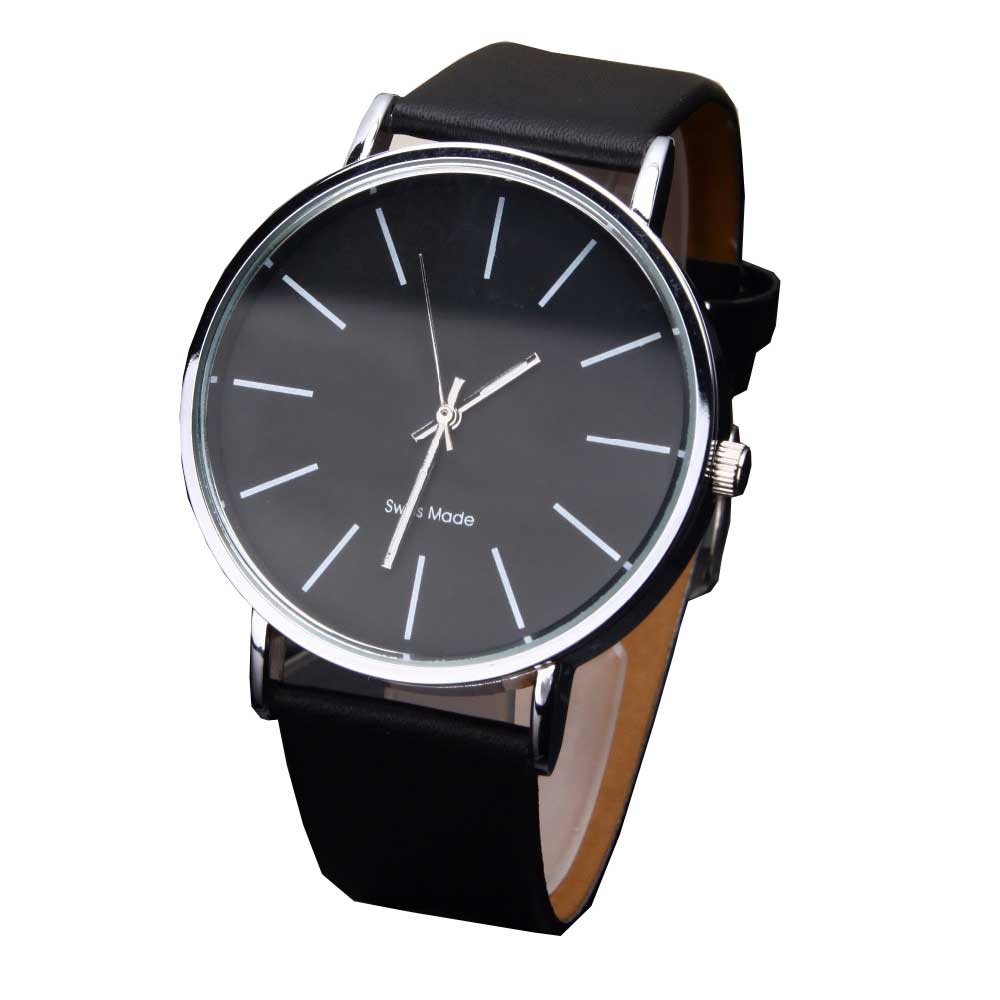 Quartz Watch メンズ 腕時計 アナログ シンプル レザー カジュアル メンズウォッチ ギフト 父の日| ブラック