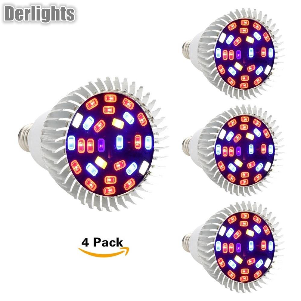 植物 育成 LED ライト ホワイト ブルー レッド UV 4個セット 100V 成長 E2  28W E27