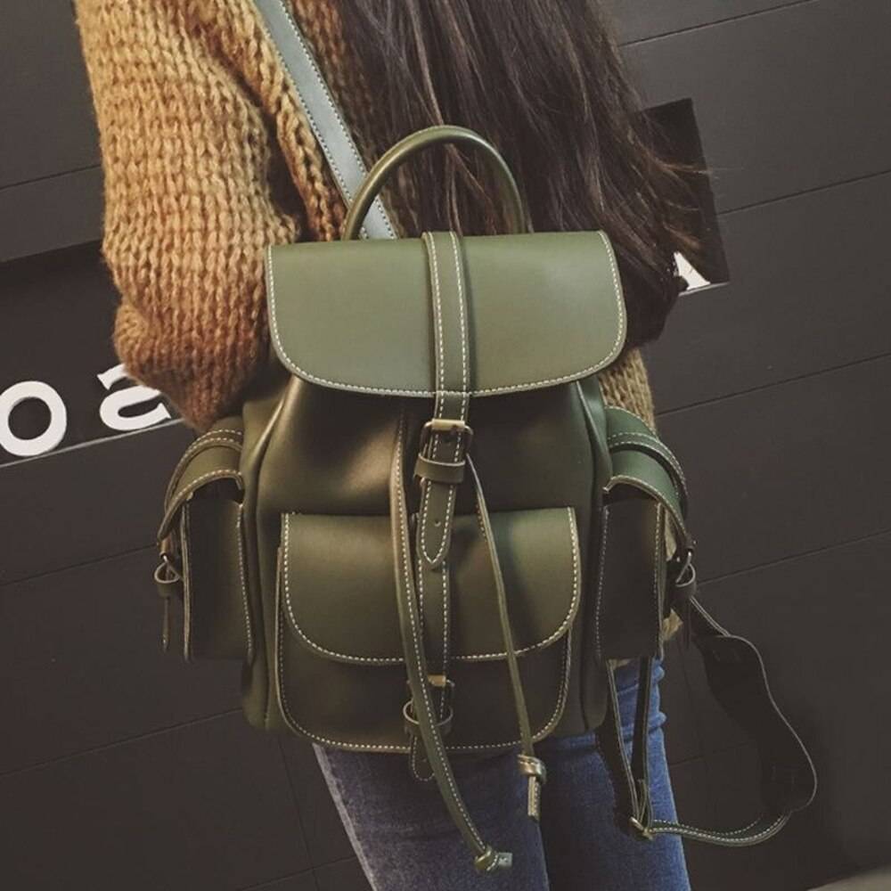 レディース リュックサック バックパック 20L未満 小型 3色展開 通勤通学カジュアル 緑｜緑 - 画像2