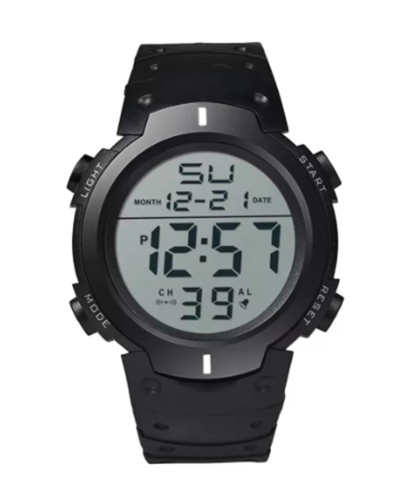 HONHX スポーツ 腕時計 子供 デジタル LEDウォッチ キッズ 生活防水 ゴム ブラック