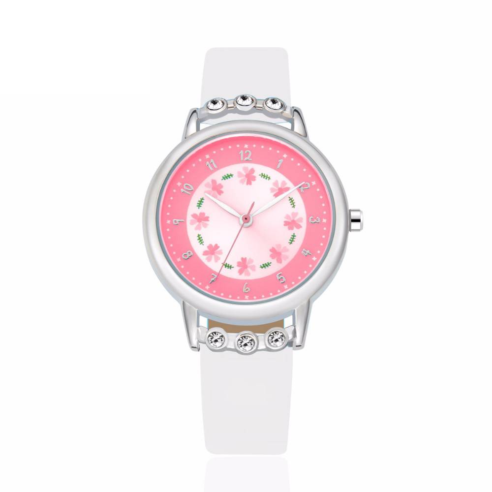 腕時計 かわいい カジュアル 子ども 女の子 学生 生活防水 PUレザーストラップ キッズ 白