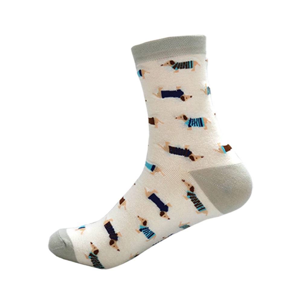 ダックスフンド 犬 靴下 カジュアル クルーソックス 動物 かわいい ペット 薄緑色｜薄緑色 - 画像2