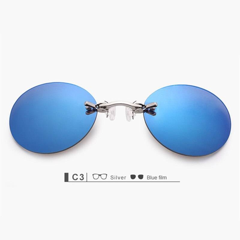 Sunglasses, Eyewear, Accessories, Fashion, Vintage, Round, Matrix, Morpheus, Rimless, Blue｜Blue - 画像2