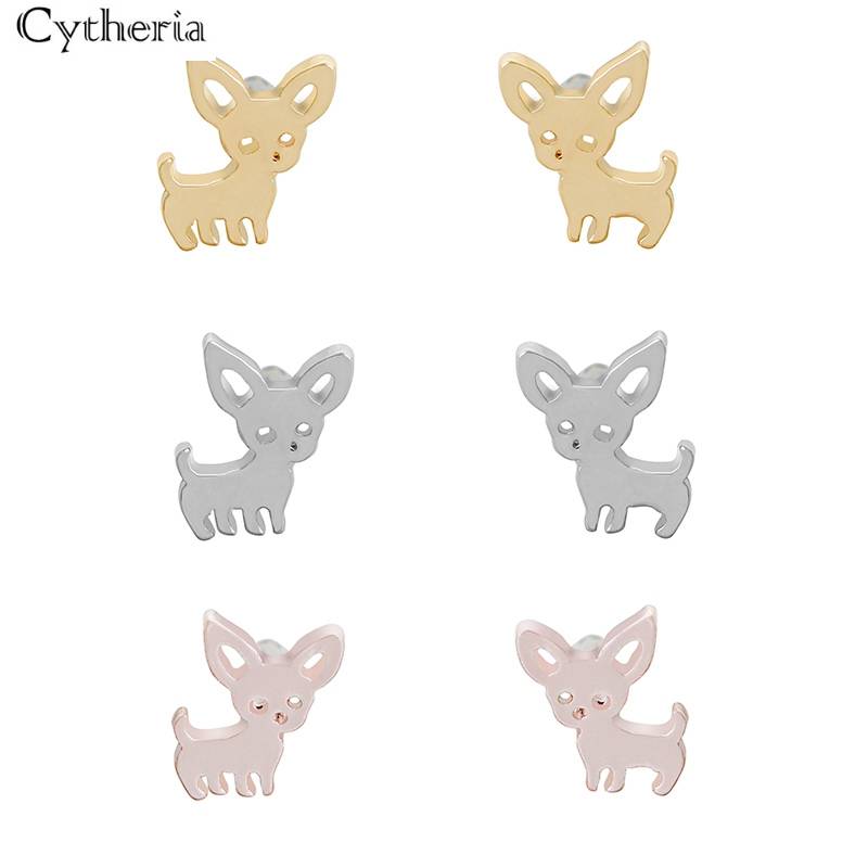 チワワ ピアス 犬 モチーフ アクセサリー かわいい レディース 小ぶり スタッドピアス 銀