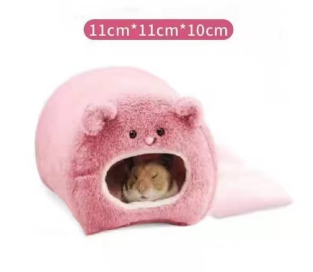 ハムスター ハウス ケージ ペット 小動物 ベッド 冬 家 暖かい 吊りケージ 巣 寝床  ピンク