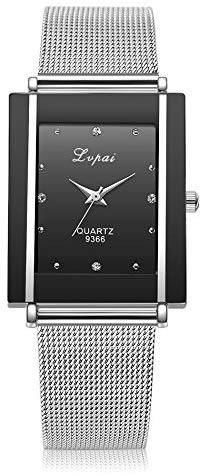 レディース 腕時計 クォーツ スリム ファッション ビジネス カジュアル 長方形  ブラック